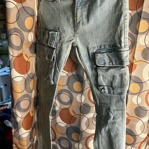 BDG Light Gray Cargo Denim Pants with Utility Pockets